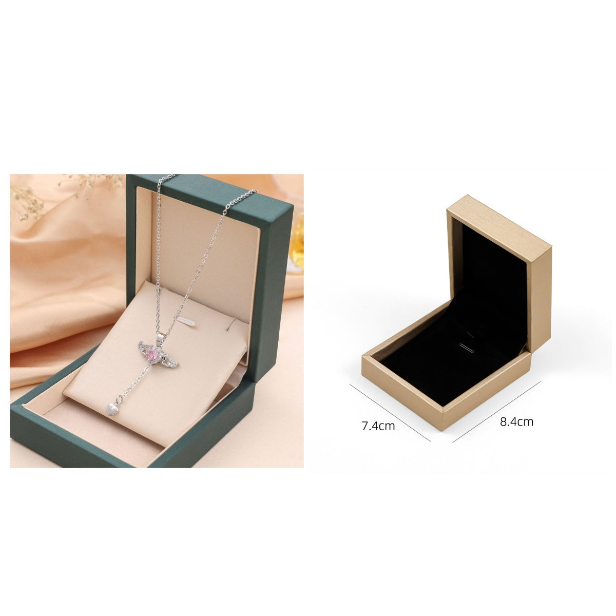 Collana Ali d’Angelo Cupido Cuore con Nappe e Cristalli – Catena Clavicola Donna Elegante