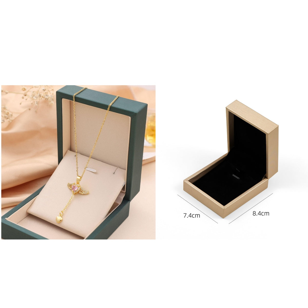 Collana Ali d’Angelo Cupido Cuore con Nappe e Cristalli – Catena Clavicola Donna Elegante