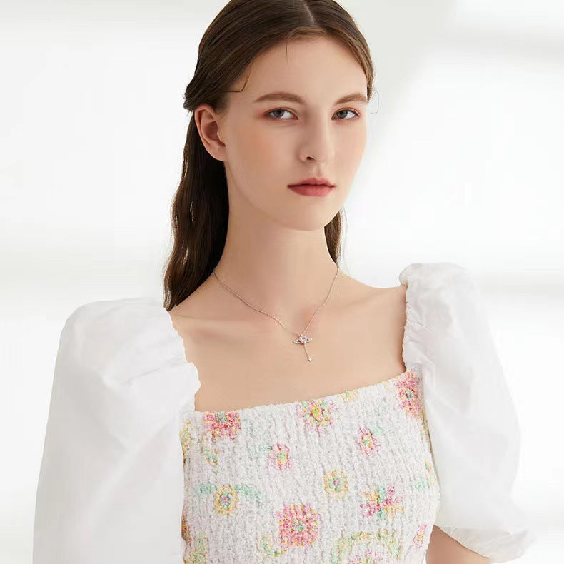 Collana Ali d’Angelo Cupido Cuore con Nappe e Cristalli – Catena Clavicola Donna Elegante